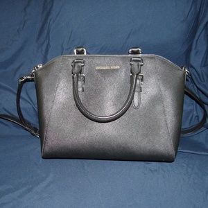 Michael Kors Ciara Large Leather Black Satchel